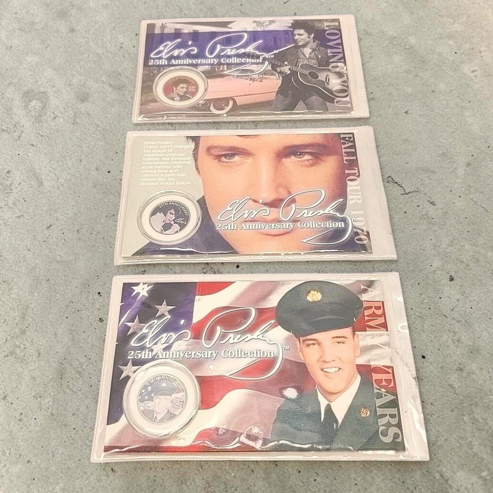 VTG Y2K Morgan Mint Elvis Presley 25th Anniversary Coin Lot Set Colorized 2002